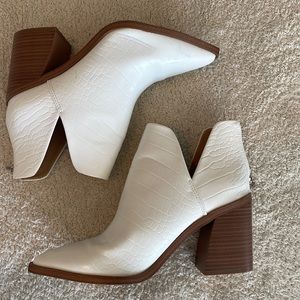 Faux Croc White Bootie